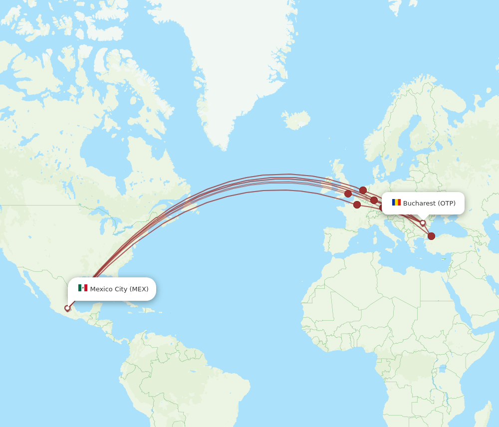 OTP to MEX flights and routes map