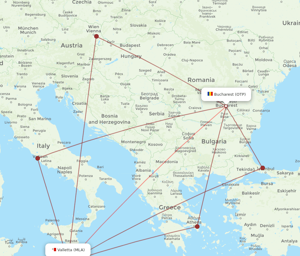 OTP-MLA flight routes
