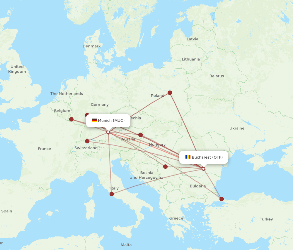 OTP to MUC flights and routes map