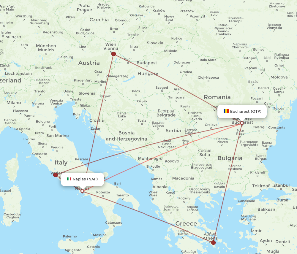 OTP to NAP flights and routes map