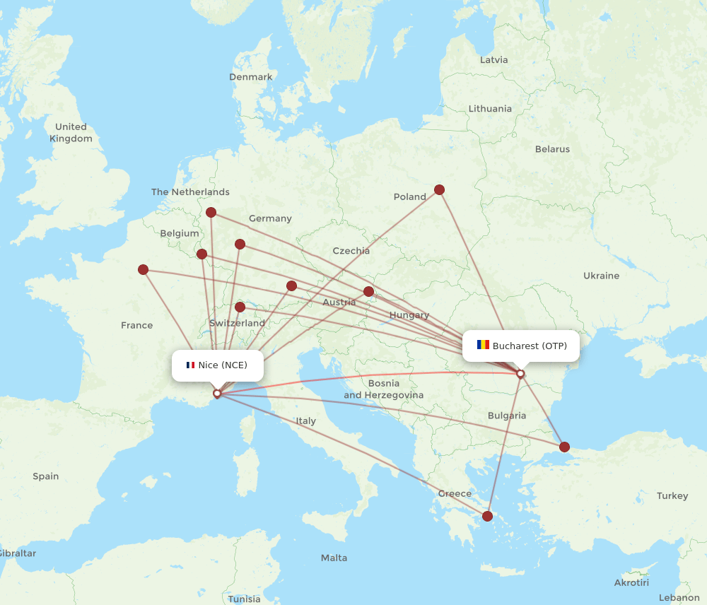 OTP-NCE flight routes