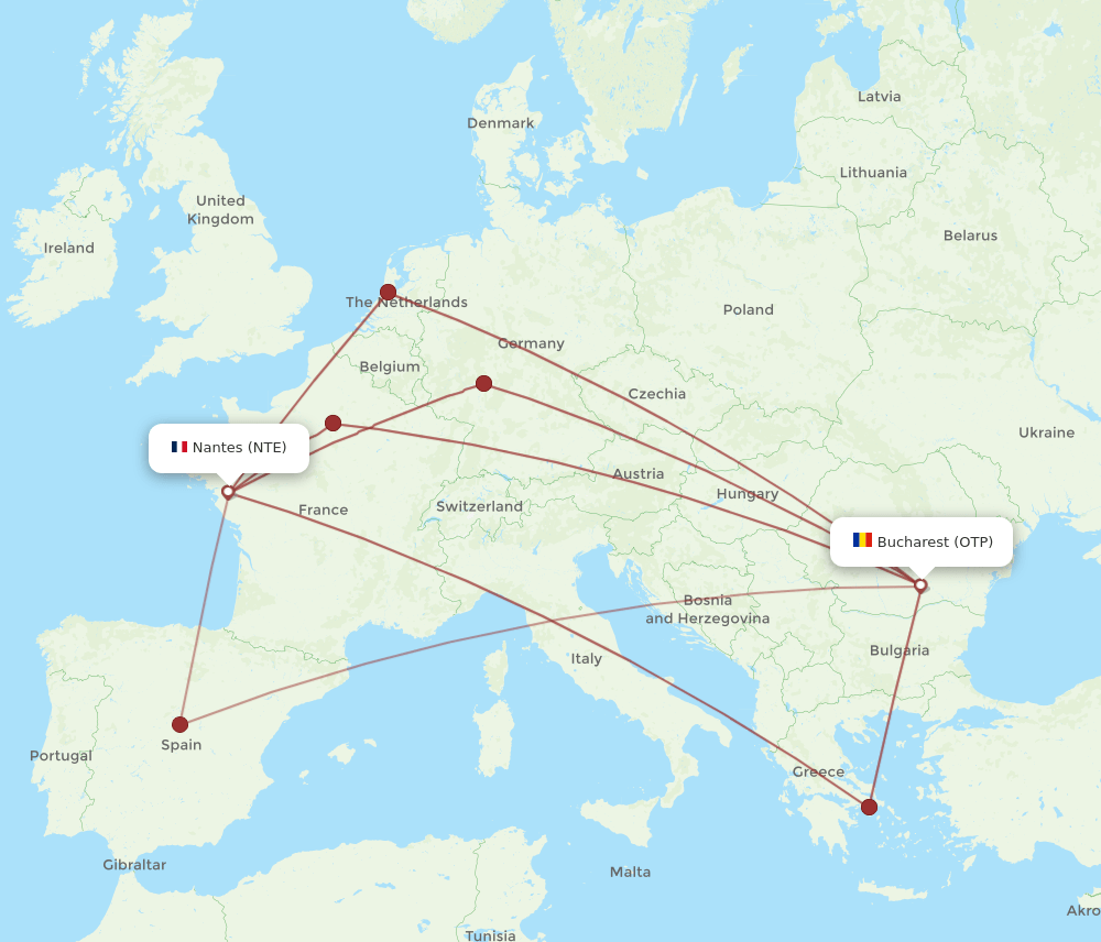 OTP-NTE flight routes
