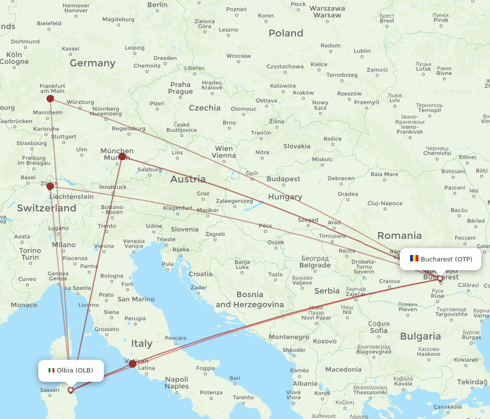 OTP-OLB flight routes