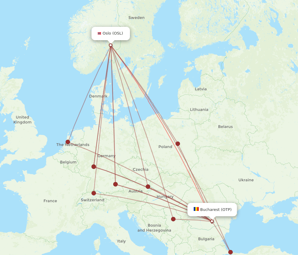 OTP-OSL flight routes