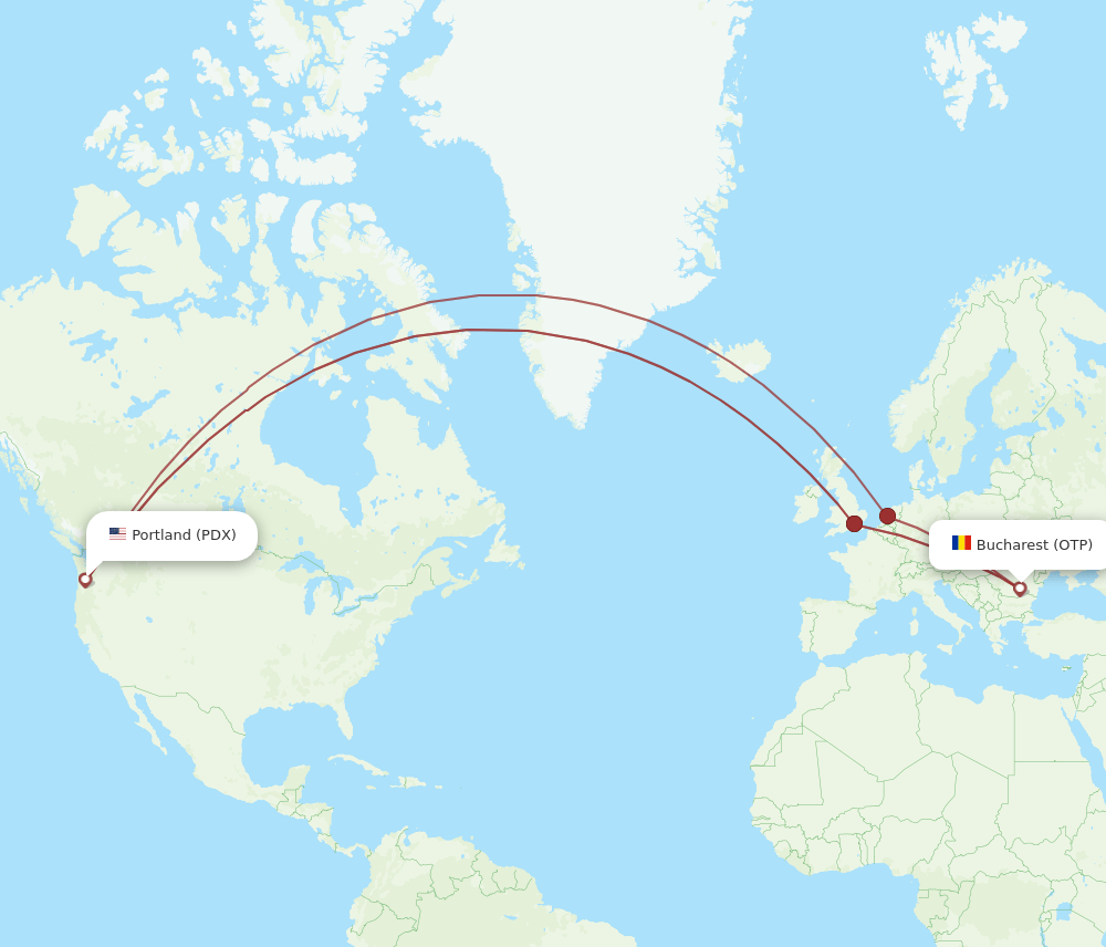 OTP-PDX flight routes