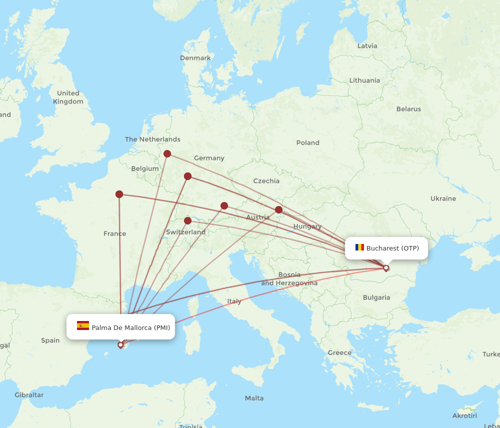 OTP-PMI flight routes