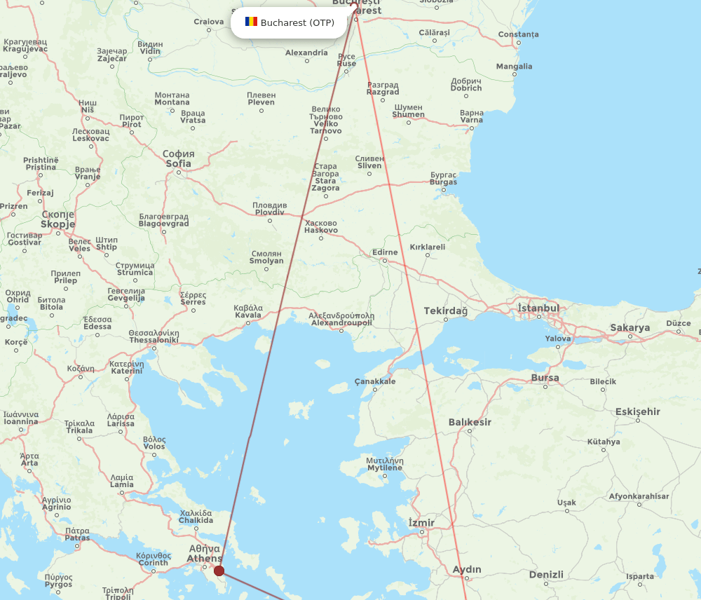 OTP to RHO flights and routes map