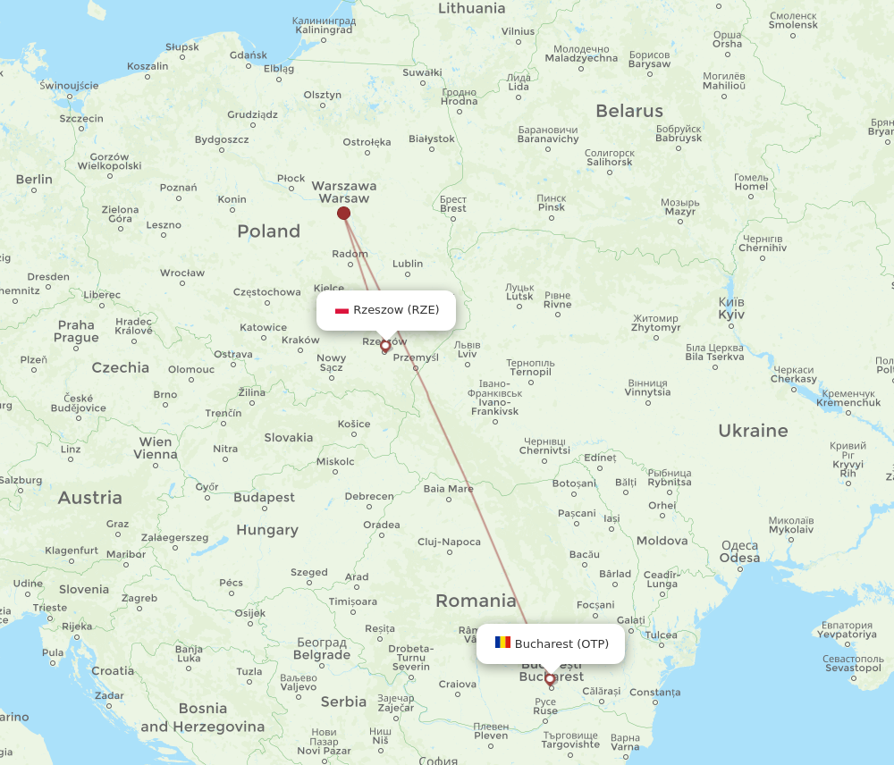 OTP to RZE flights and routes map