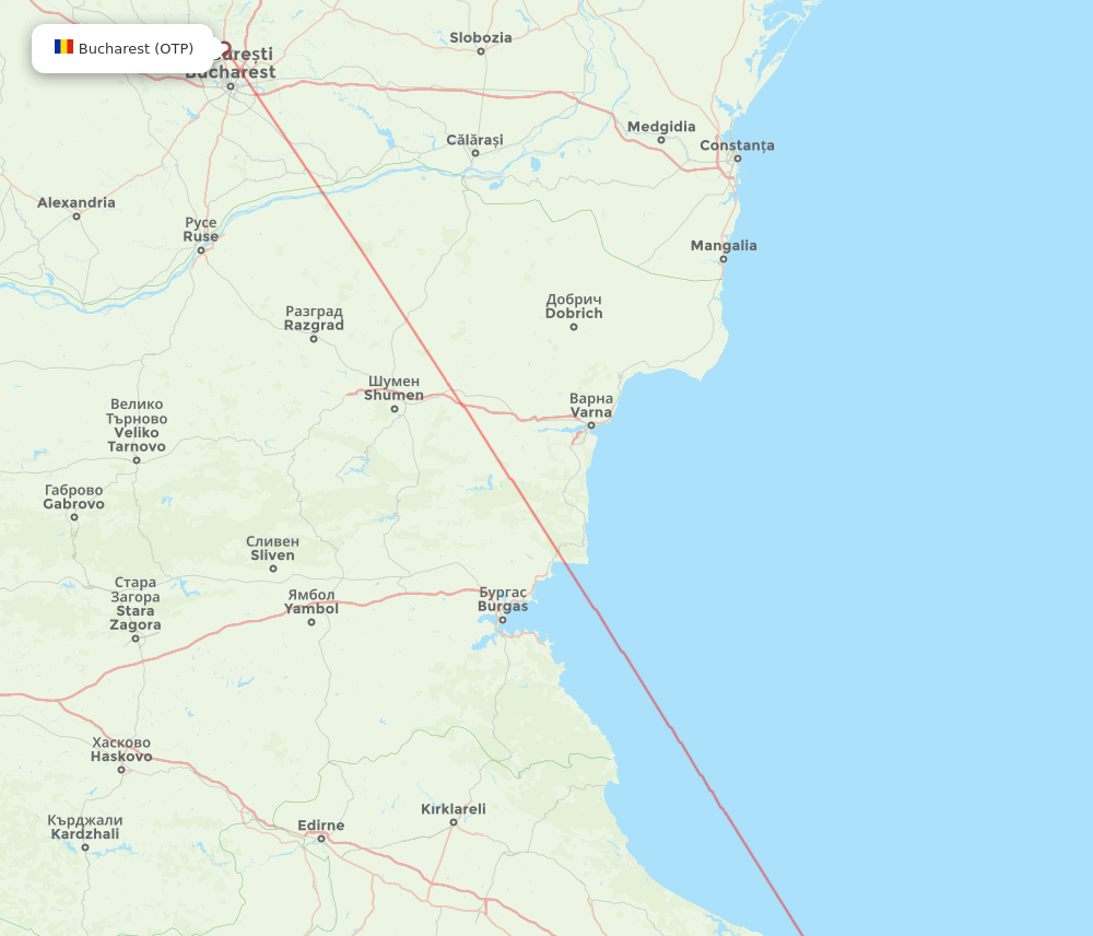 Bucharest - Istanbul route map and flight paths