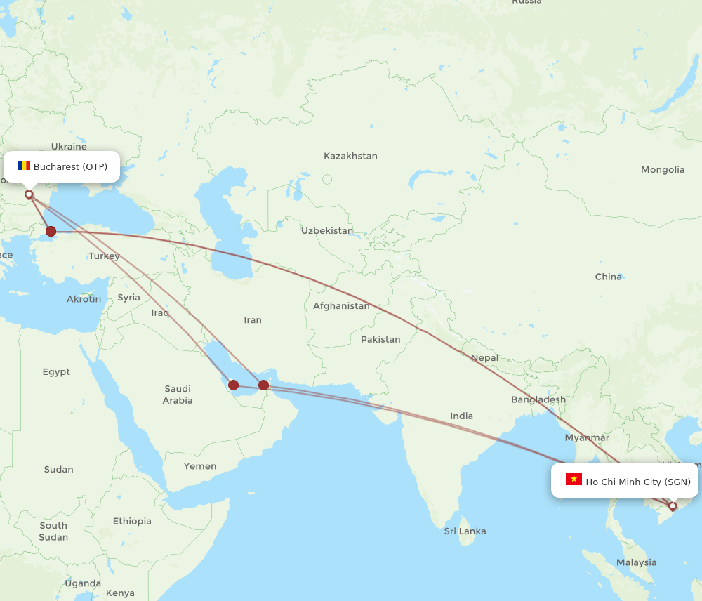 OTP-SGN flight routes