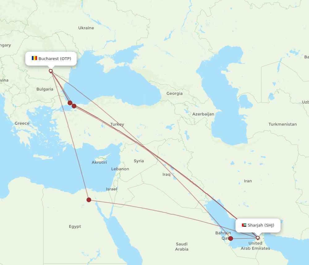 OTP-SHJ flight routes