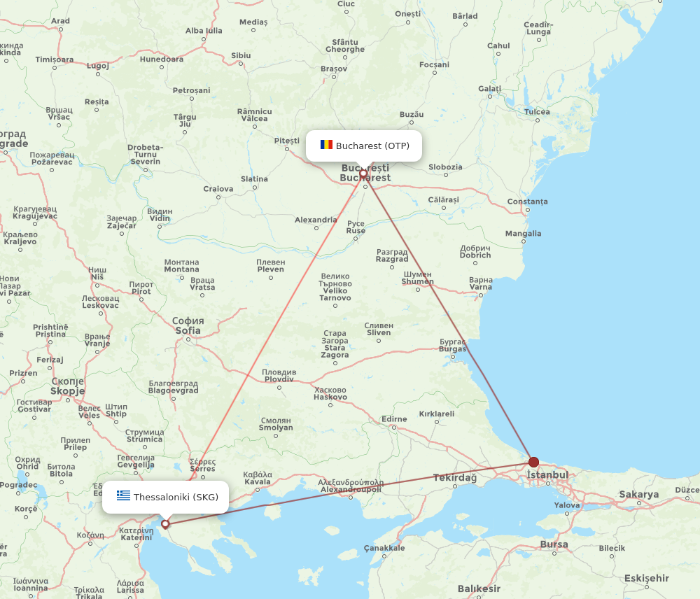 OTP to SKG flights and routes map