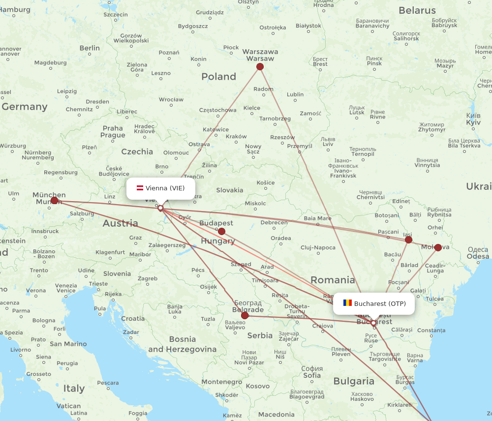 OTP to VIE flights and routes map