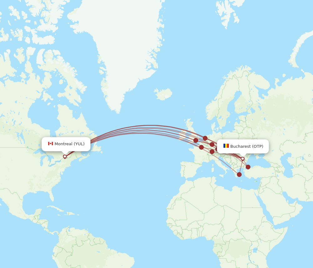 OTP-YUL flight routes