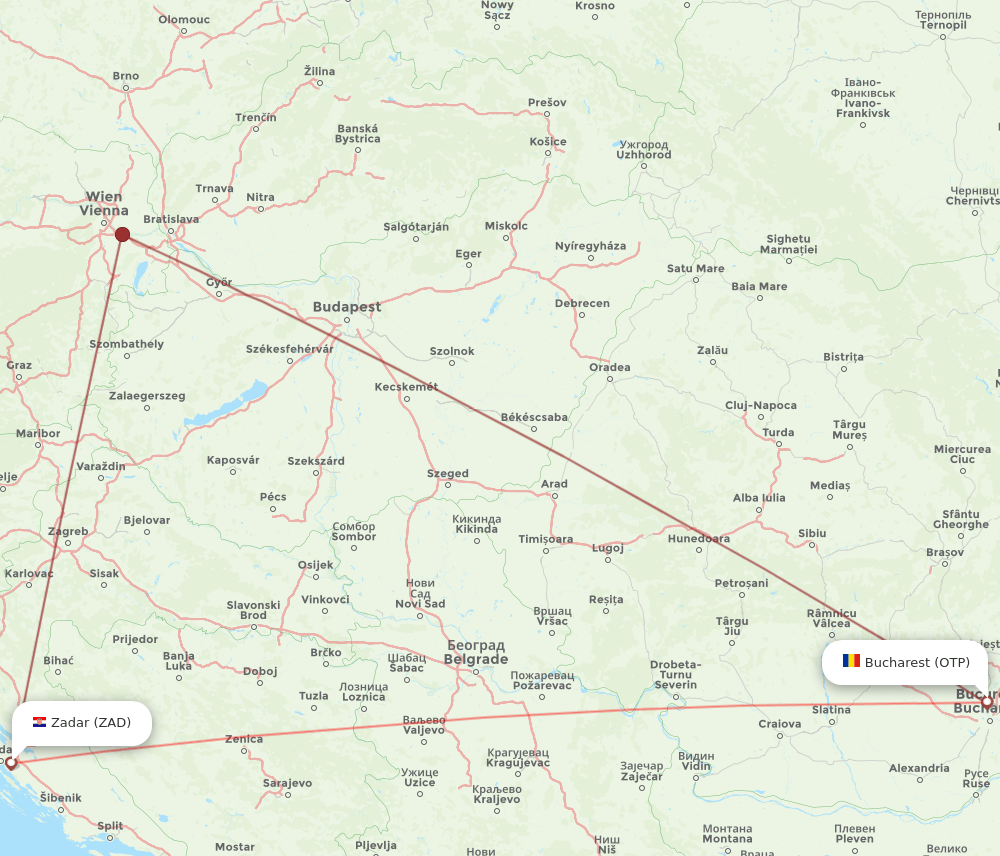 OTP-ZAD flight routes