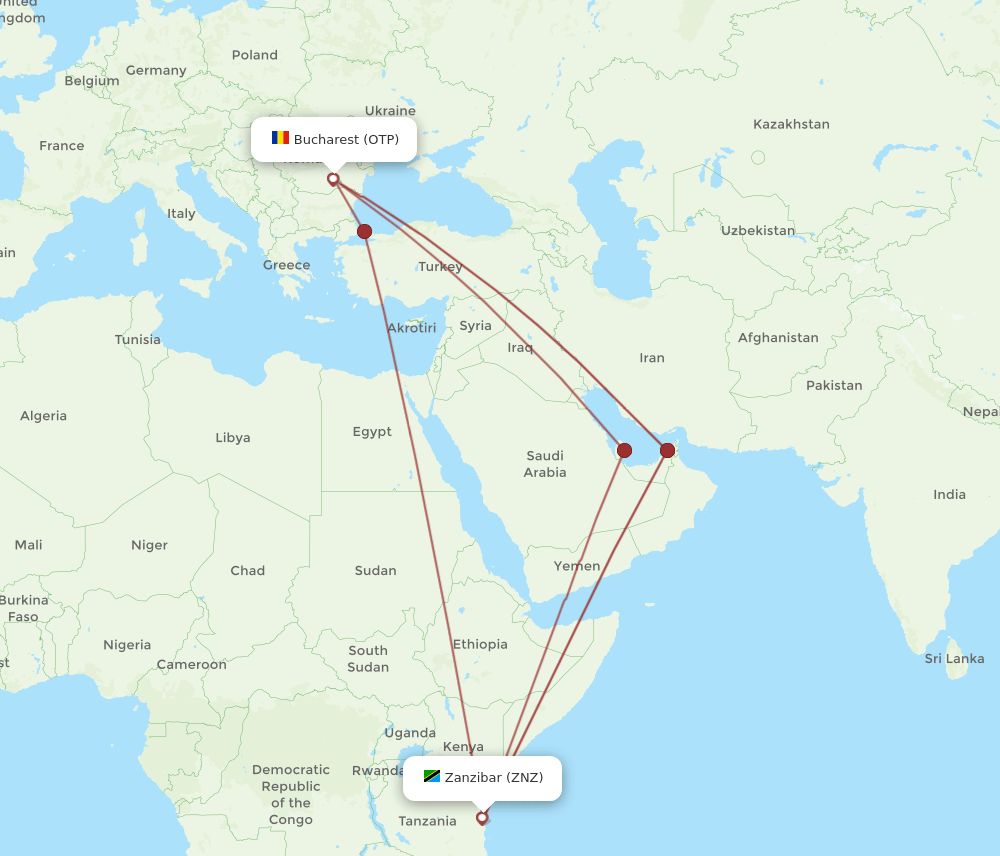 OTP-ZNZ flight routes