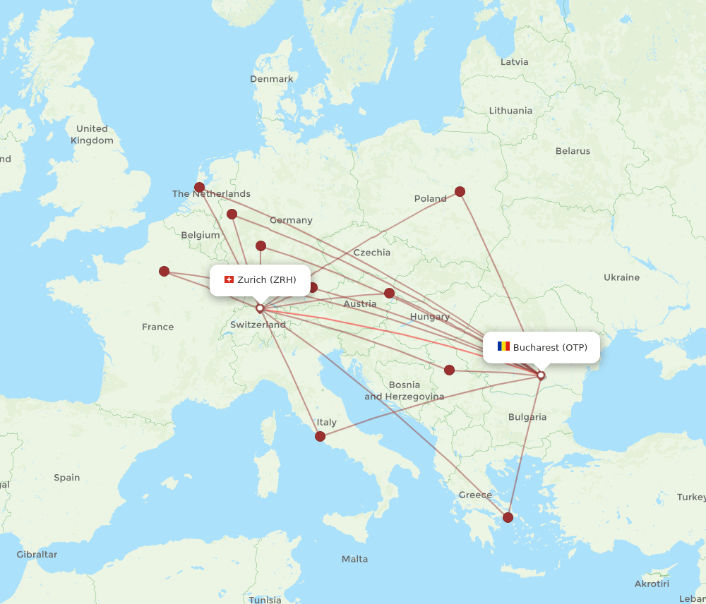 OTP-ZRH flight routes