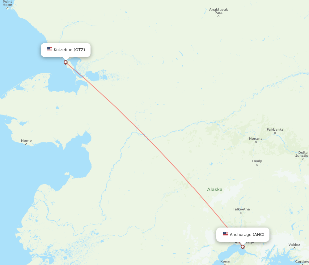 OTZ to ANC flights and routes map