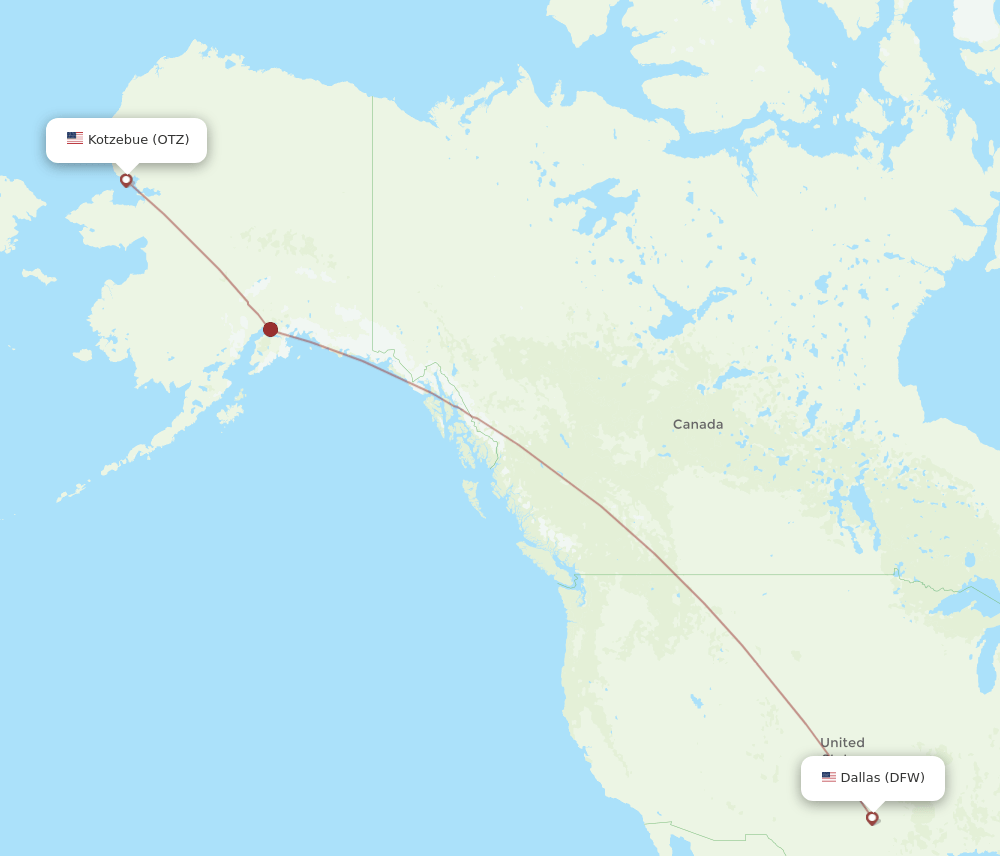 OTZ-DFW flight routes