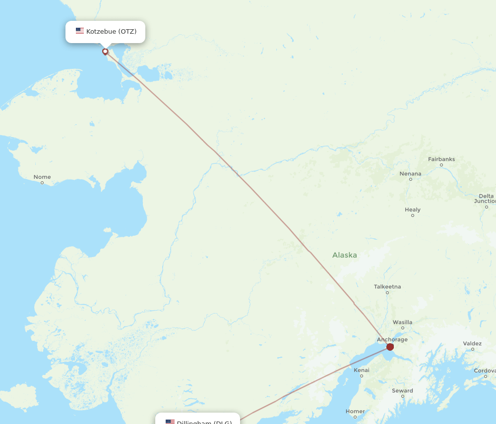 OTZ-DLG flight routes