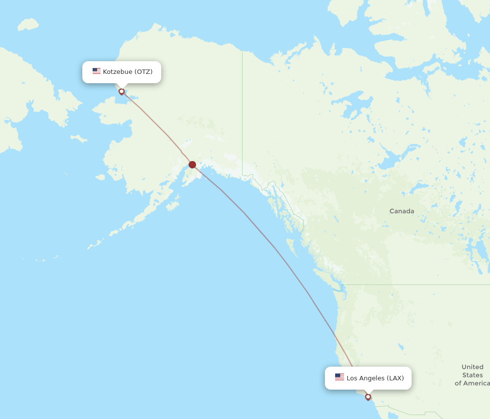 OTZ to LAX flights and routes map