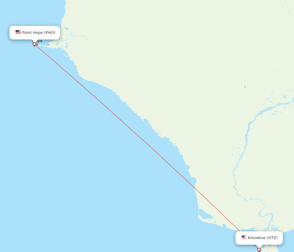 Kotzebue - Point Hope route map and flight paths