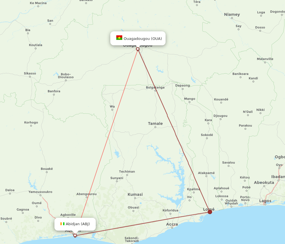 OUA-ABJ flight routes