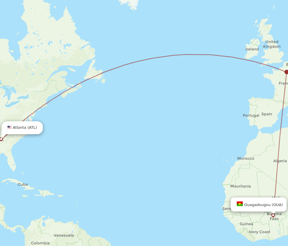 OUA-ATL flight routes