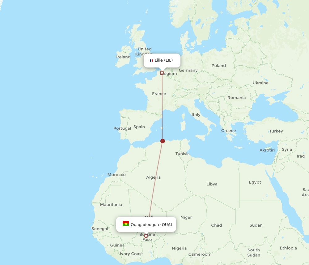 OUA-LIL flight routes