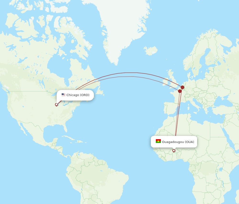 OUA-ORD flight routes