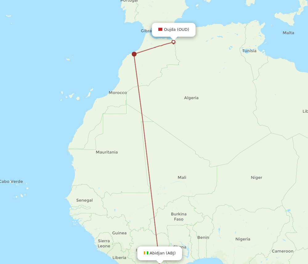 OUD-ABJ flight routes