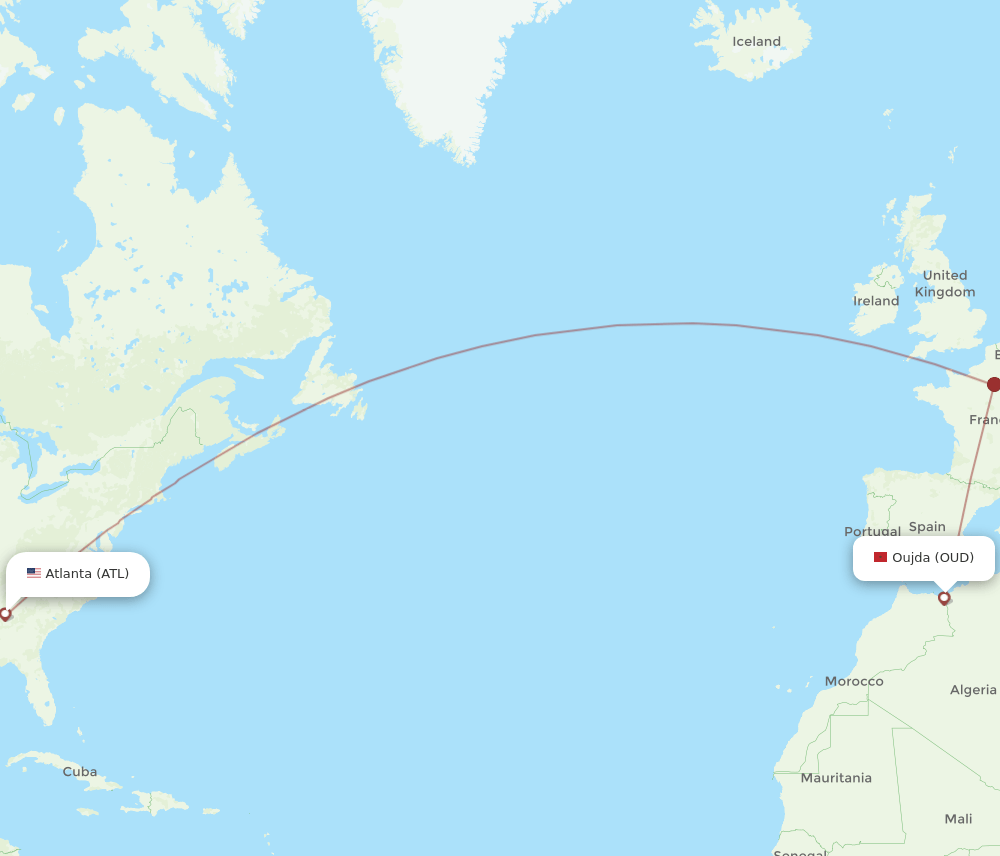 OUD-ATL flight routes
