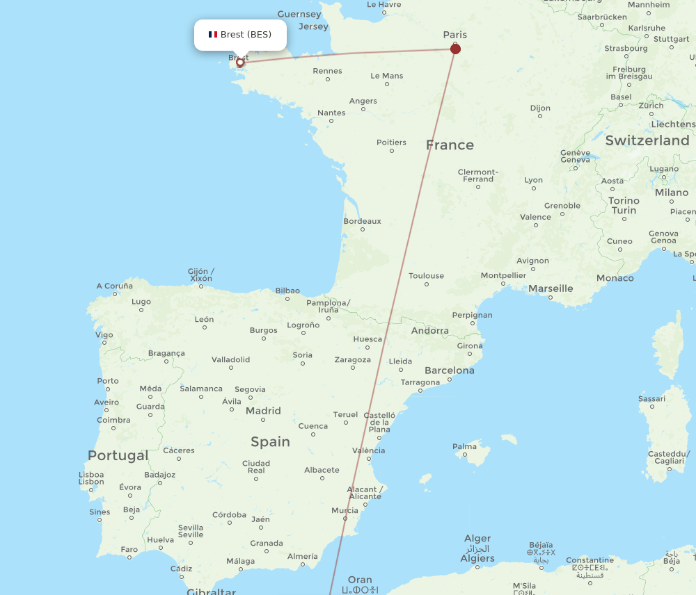 OUD-BES flight routes