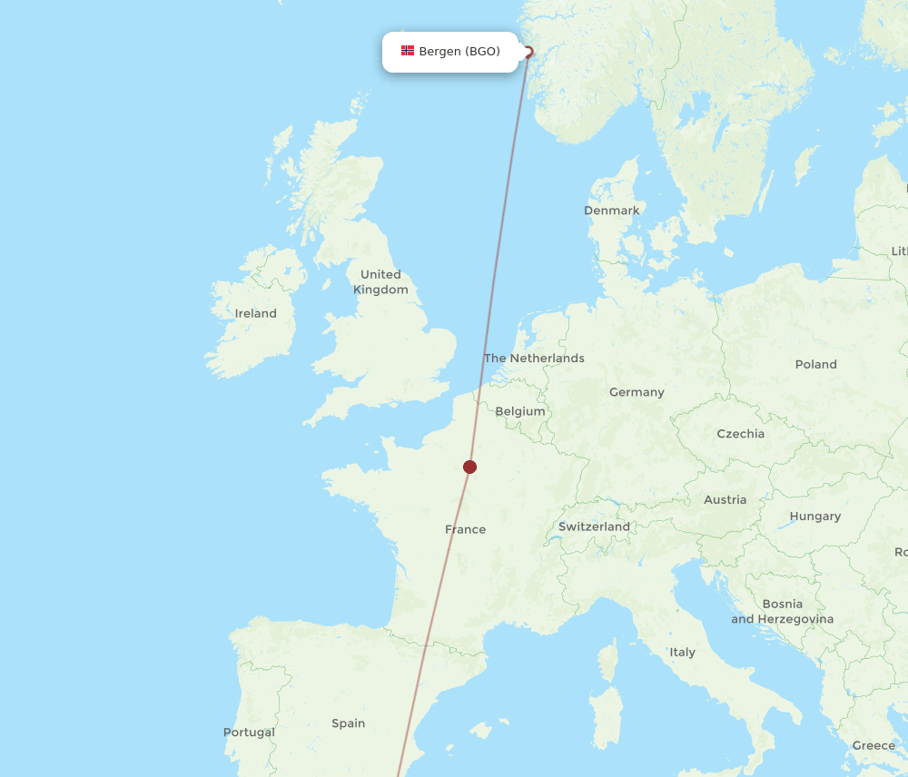 OUD-BGO flight routes