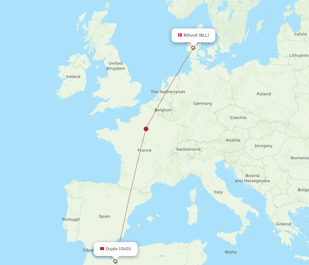 OUD-BLL flight routes