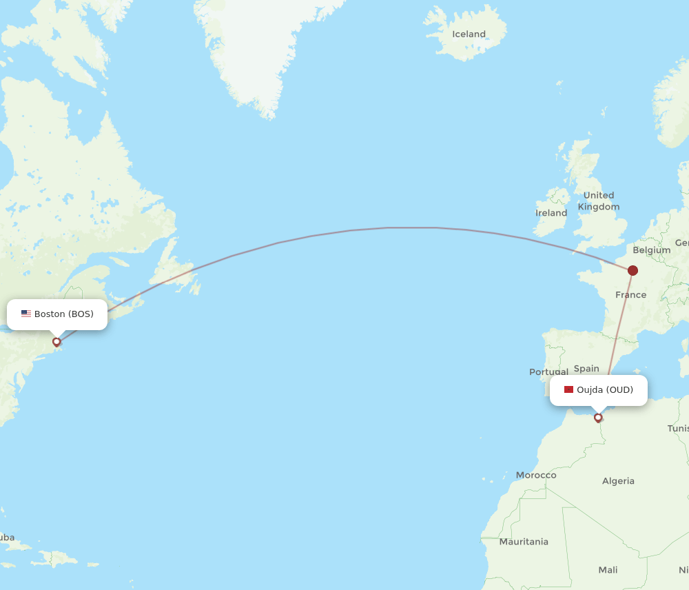 OUD-BOS flight routes