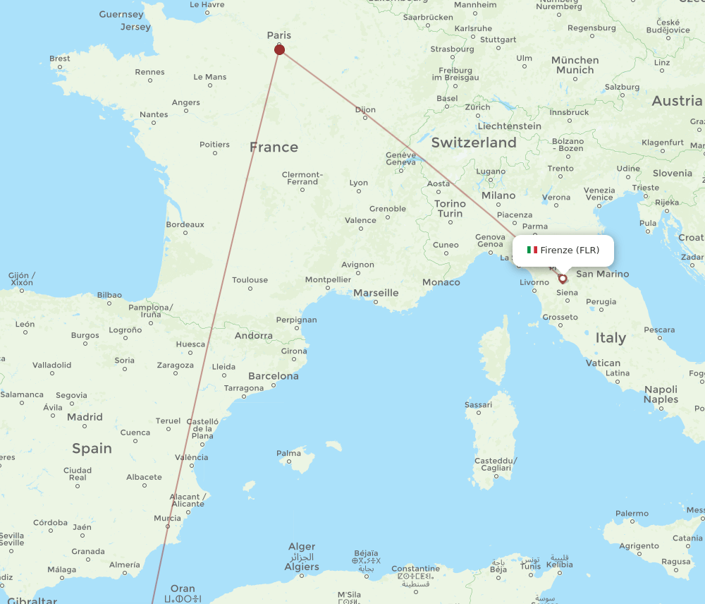 OUD-FLR flight routes
