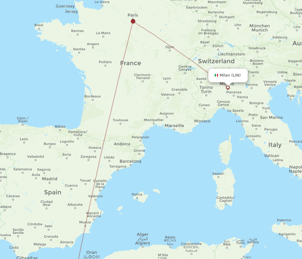 OUD-LIN flight routes