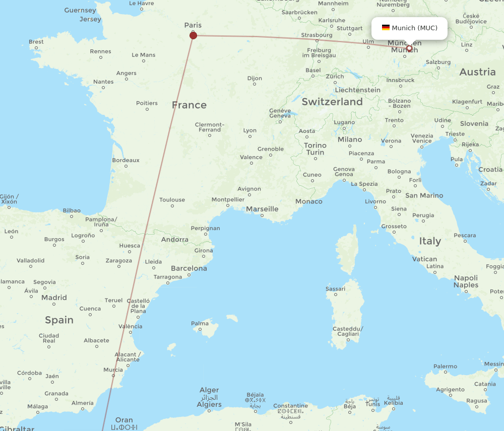 OUD-MUC flight routes