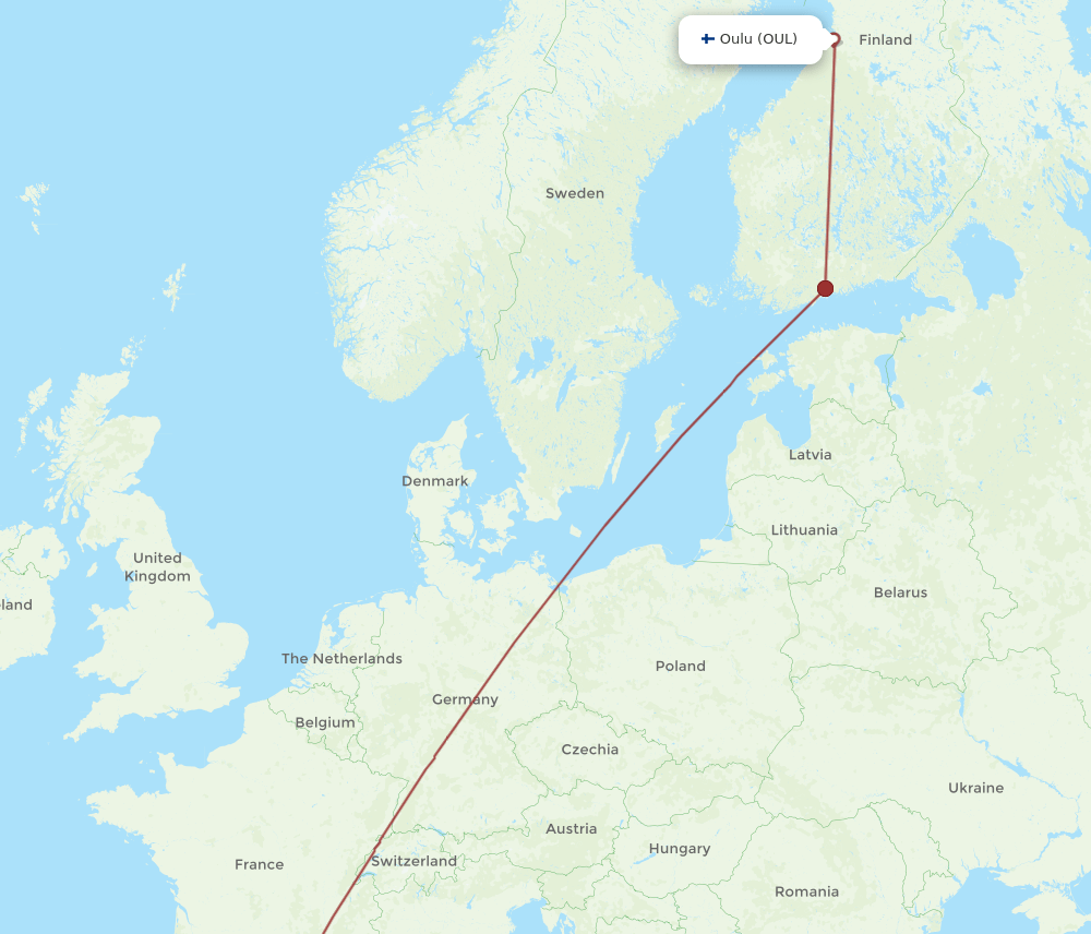 OUL to BCN flights and routes map