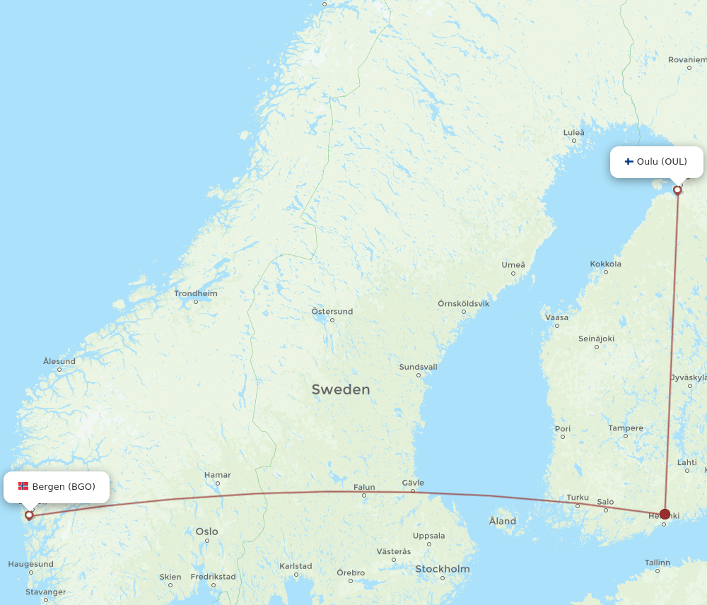 OUL-BGO flight routes