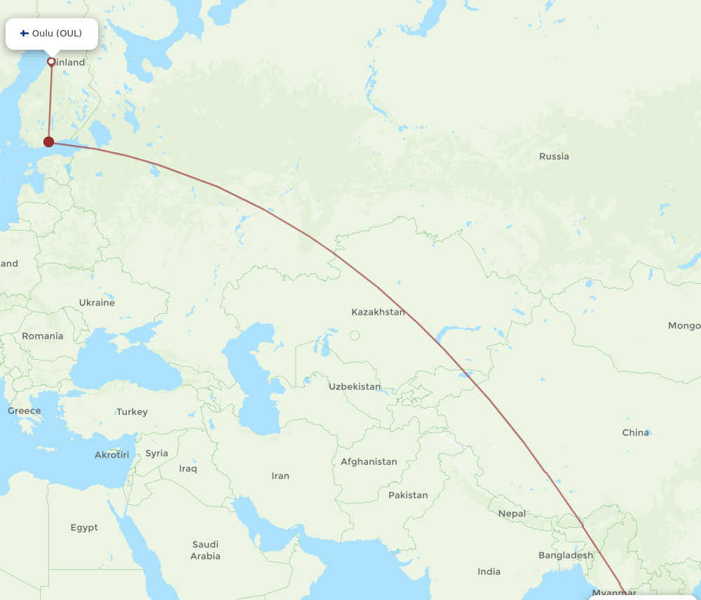 OUL-BKK flight routes