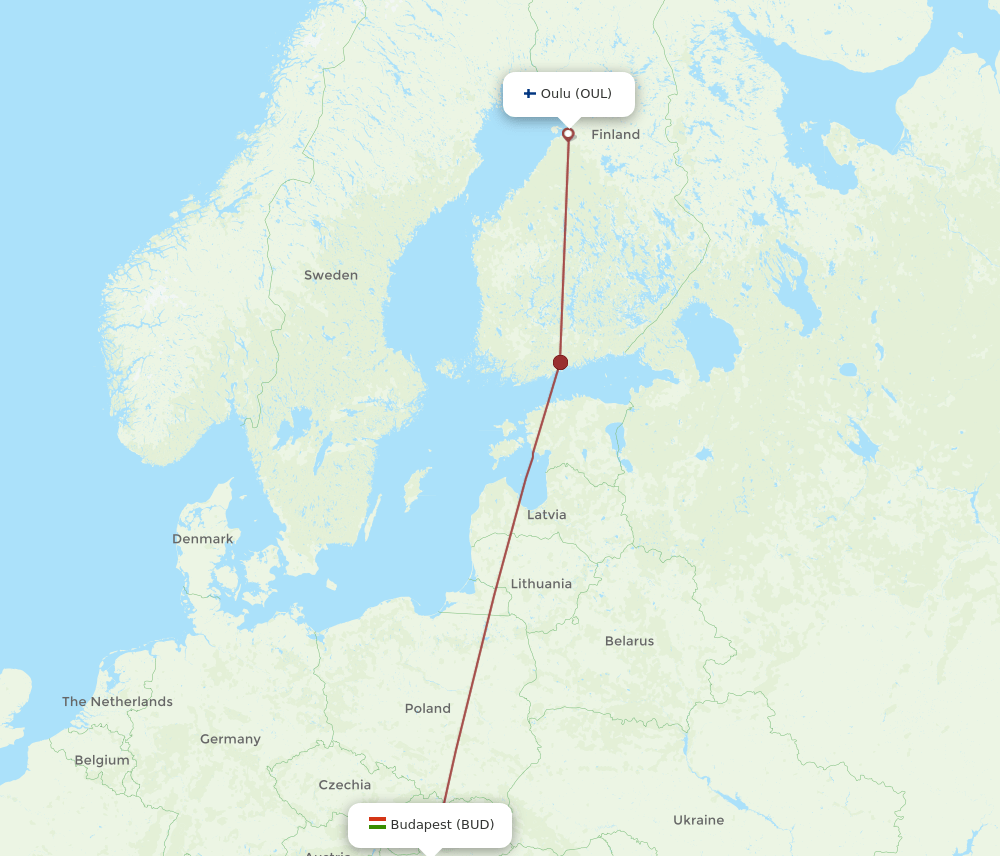 OUL-BUD flight routes