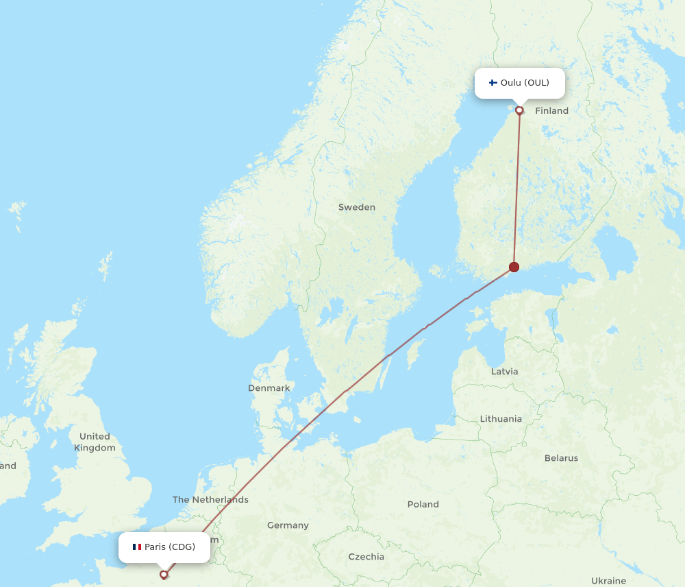 OUL-CDG flight routes