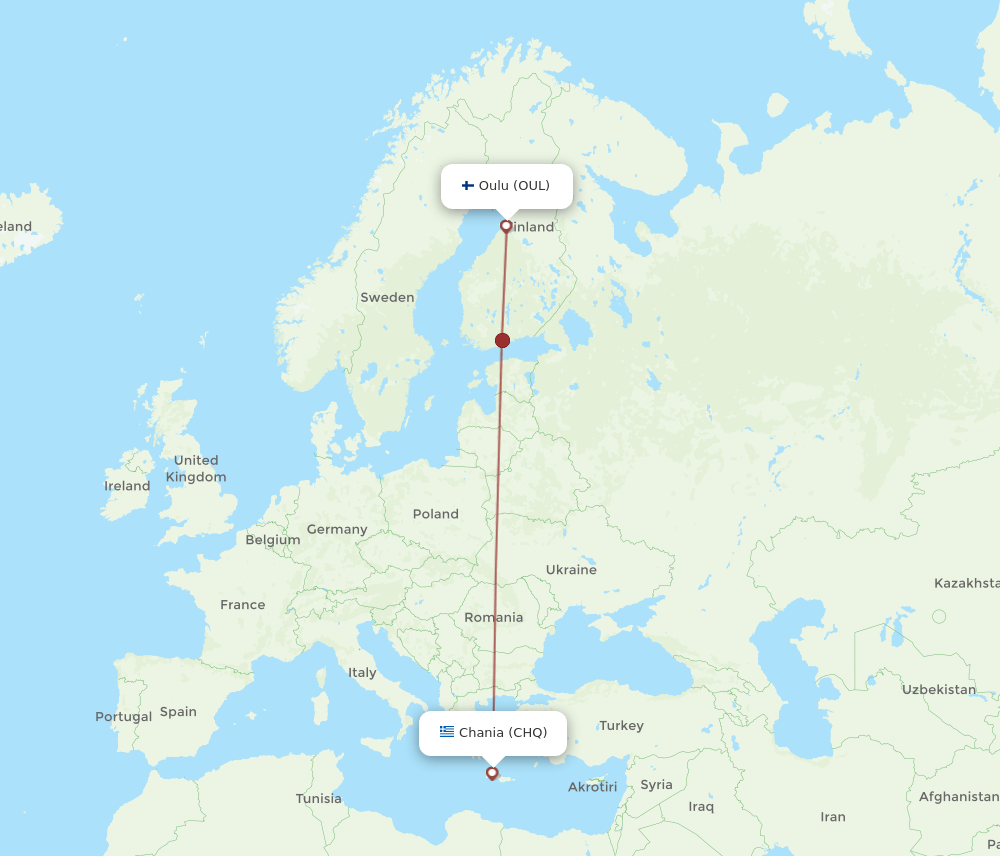 OUL to CHQ flights and routes map