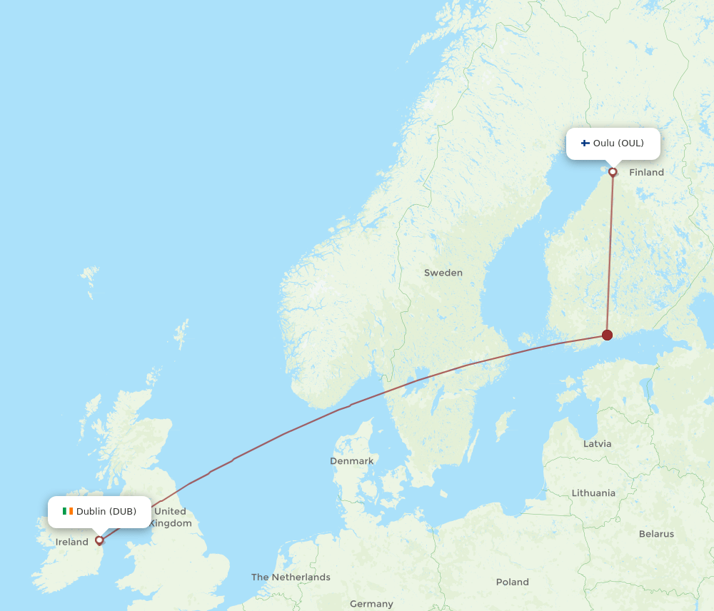 OUL-DUB flight routes