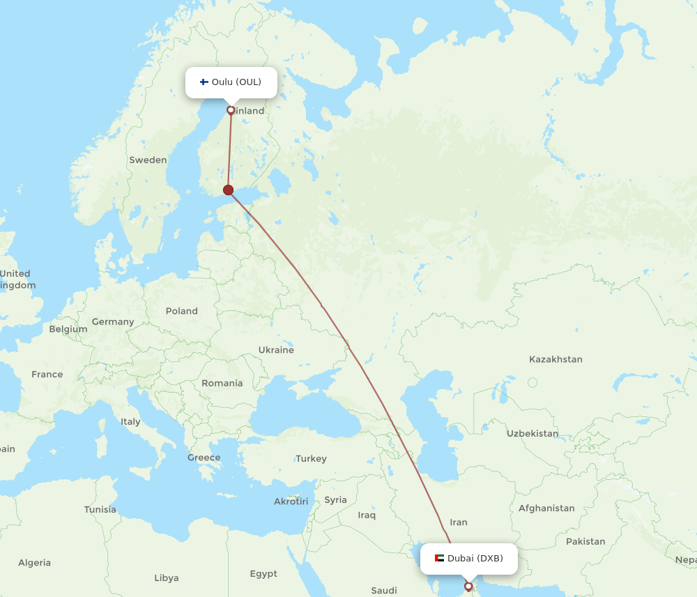 OUL-DXB flight routes