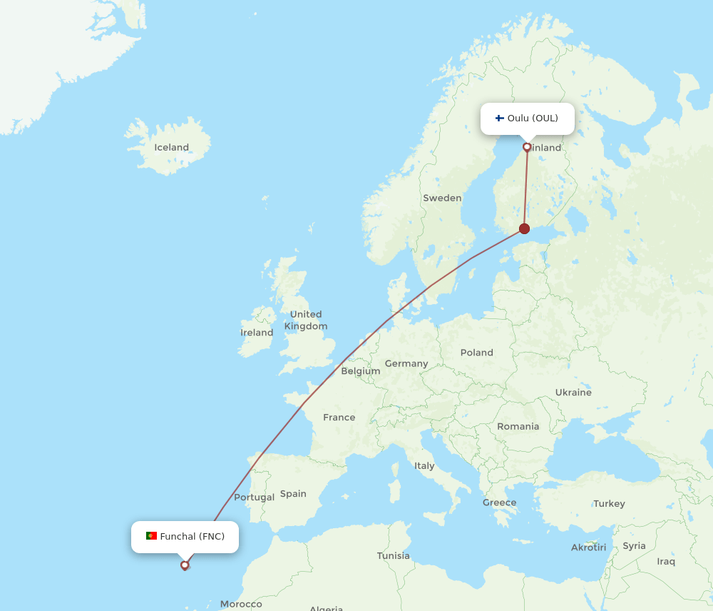 OUL to FNC flights and routes map