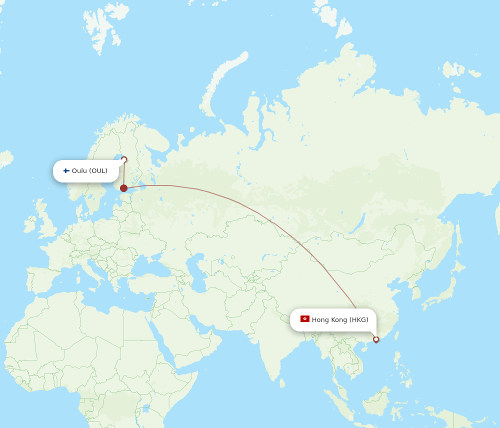 OUL-HKG flight routes