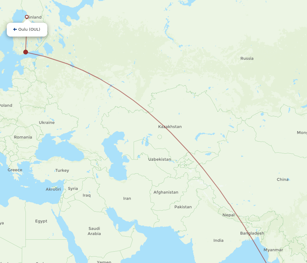 OUL-HKT flight routes